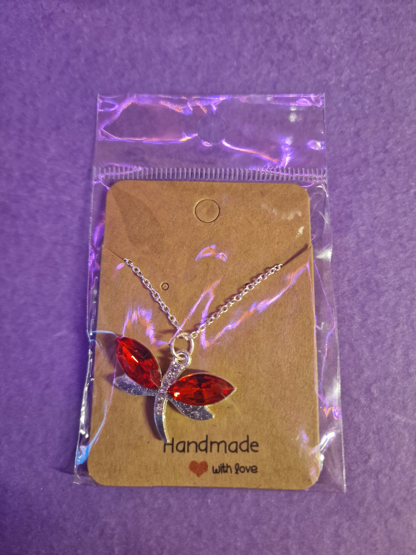Dragonfly Necklace (Red)
