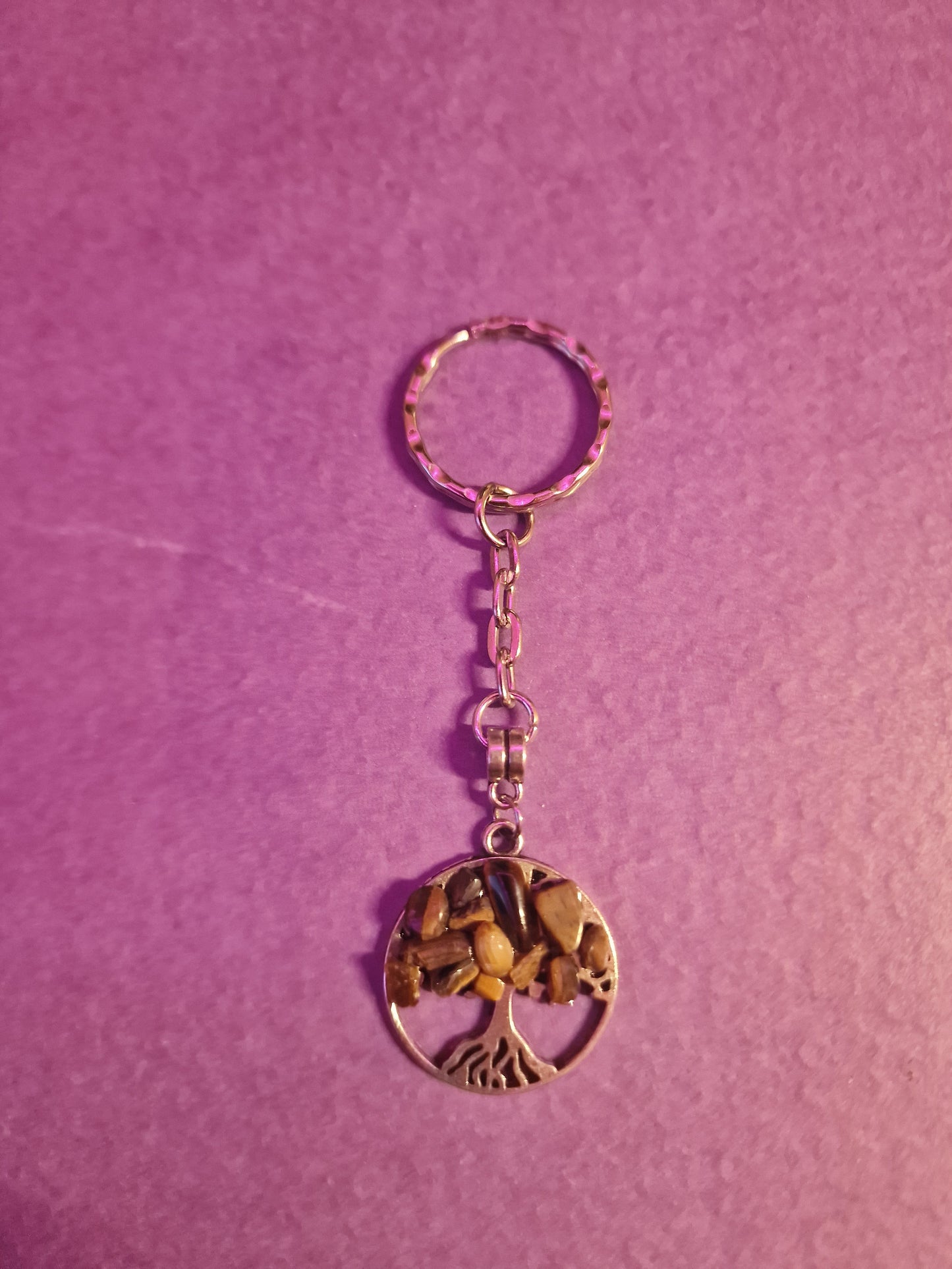 Tigers Eye Tree of Life Keyring