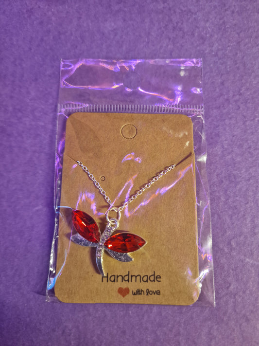 Dragonfly Necklace (Red)