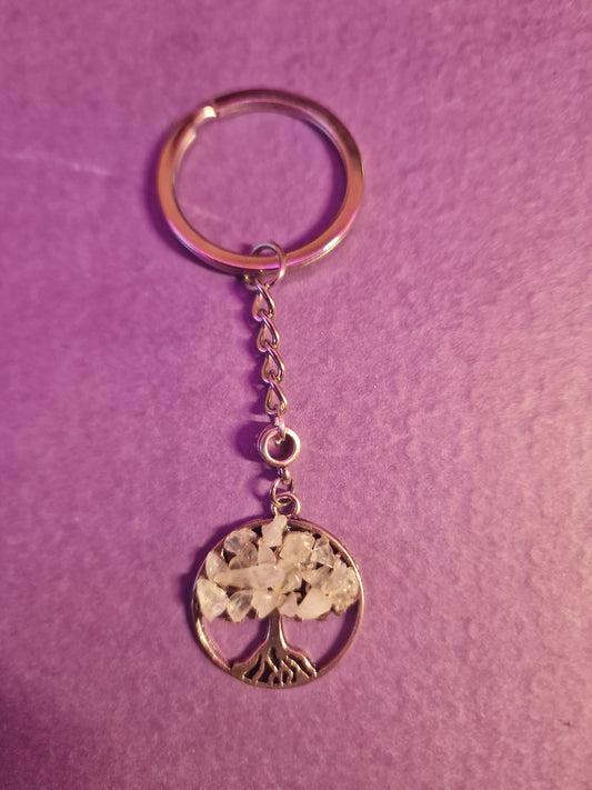 Rose Quartz Tree of Life Keyring