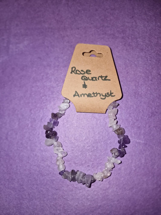Rose Quartz & Amethyst Crystal Bracelet