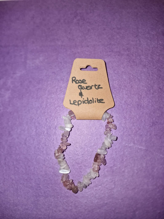 Rose Quartz & Lepidolite Crystal Bracelet